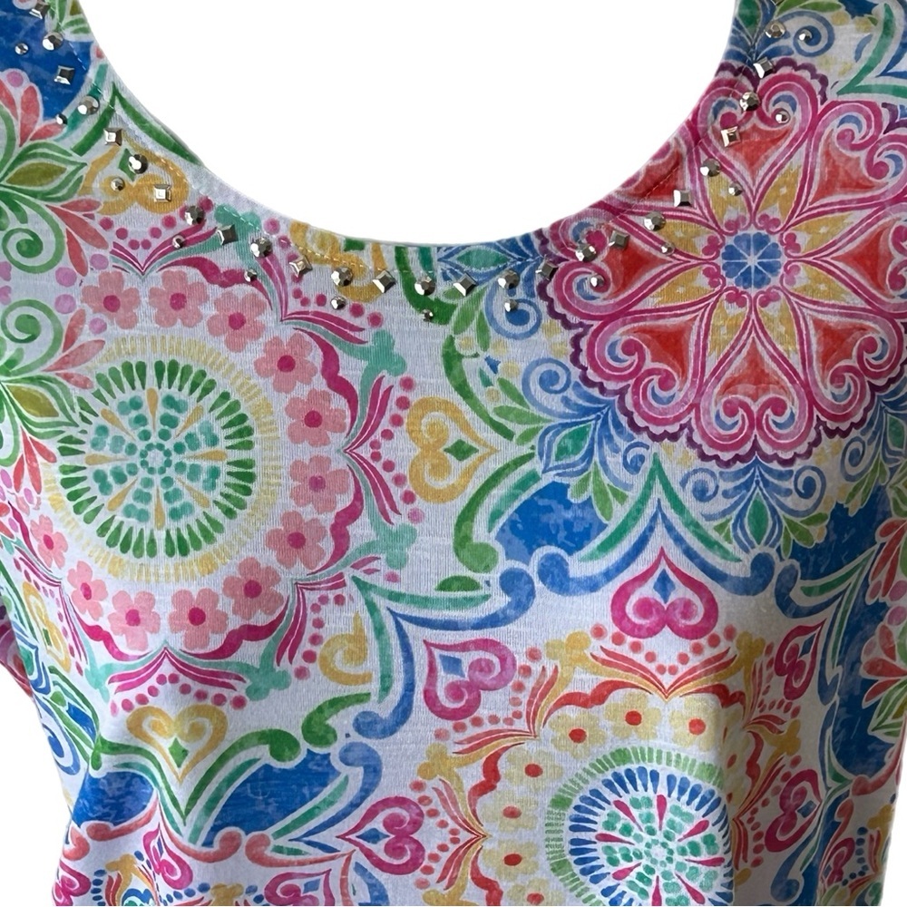 Alfred Dunner Multicolor Mandala Print Short Sleeve Top - Picture 4 of 7